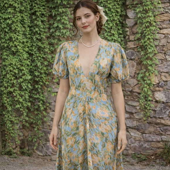 WEWOREWHAT Floral Print Puff Sleeve Maxi Dress, 10 - Picture 2 of 15